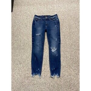 Judy Blue High-Rise Distressed Skinny Fit Dark Wash Raw Hem 11/30